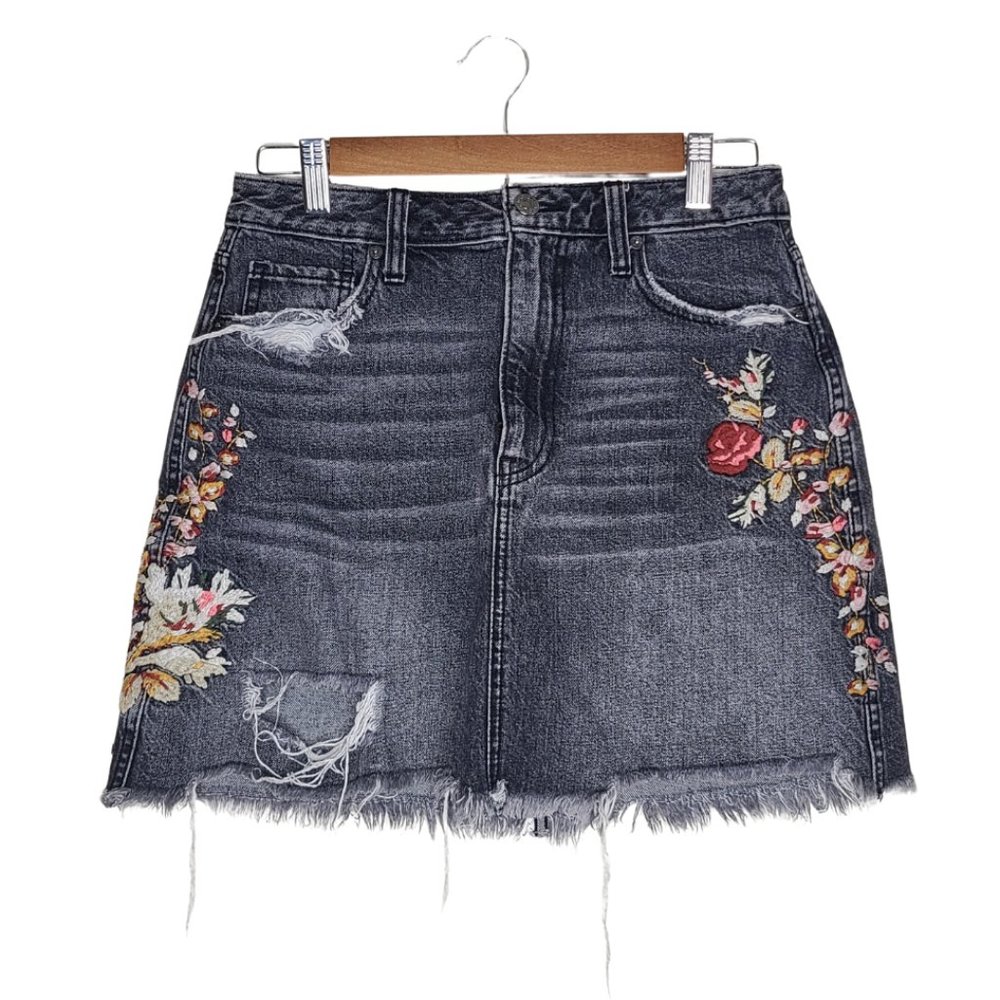 Abercrombie and Fitch Floral Denim Mini Skirt